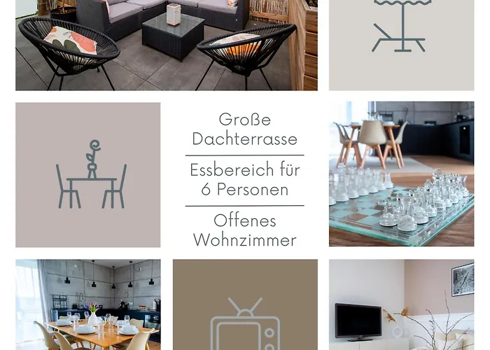 アパート Penthouse-ferienwohnung Mit Dachterrasse Wlan Smart-tv Ueberdachter Parkplatz Wallbox